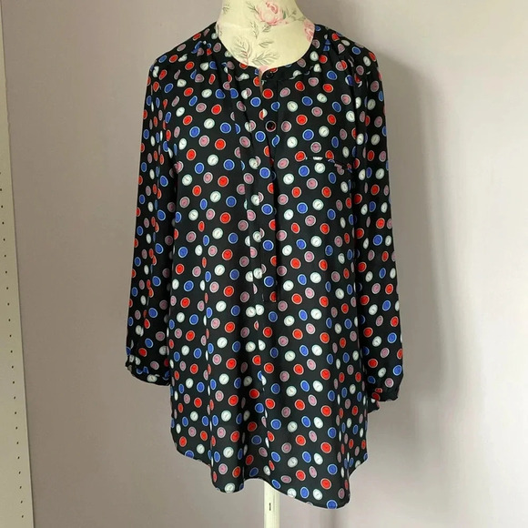 NYDJ clock printed blouse size large - Picture 1 of 10